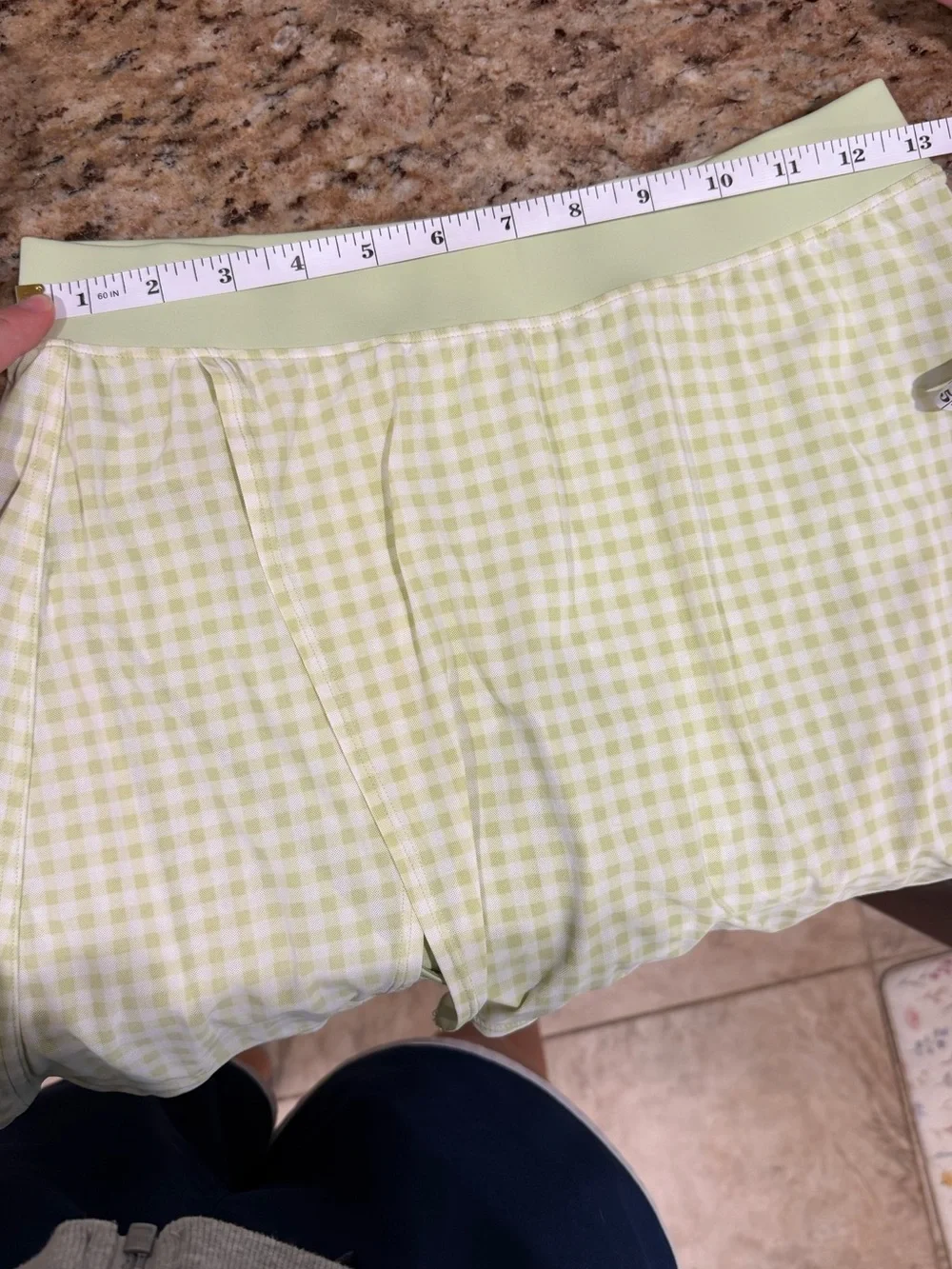 🦄 ALO Yoga Lime Gingham Sheer Mesh Tennis Skirt